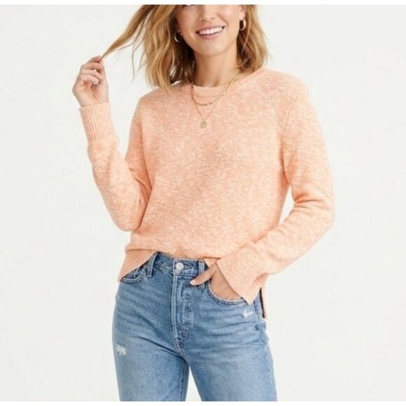 J. Crew Tops - J Crew Orange Sherbet Marl Heather Lightweight Sweater Womens M Coastal Spring